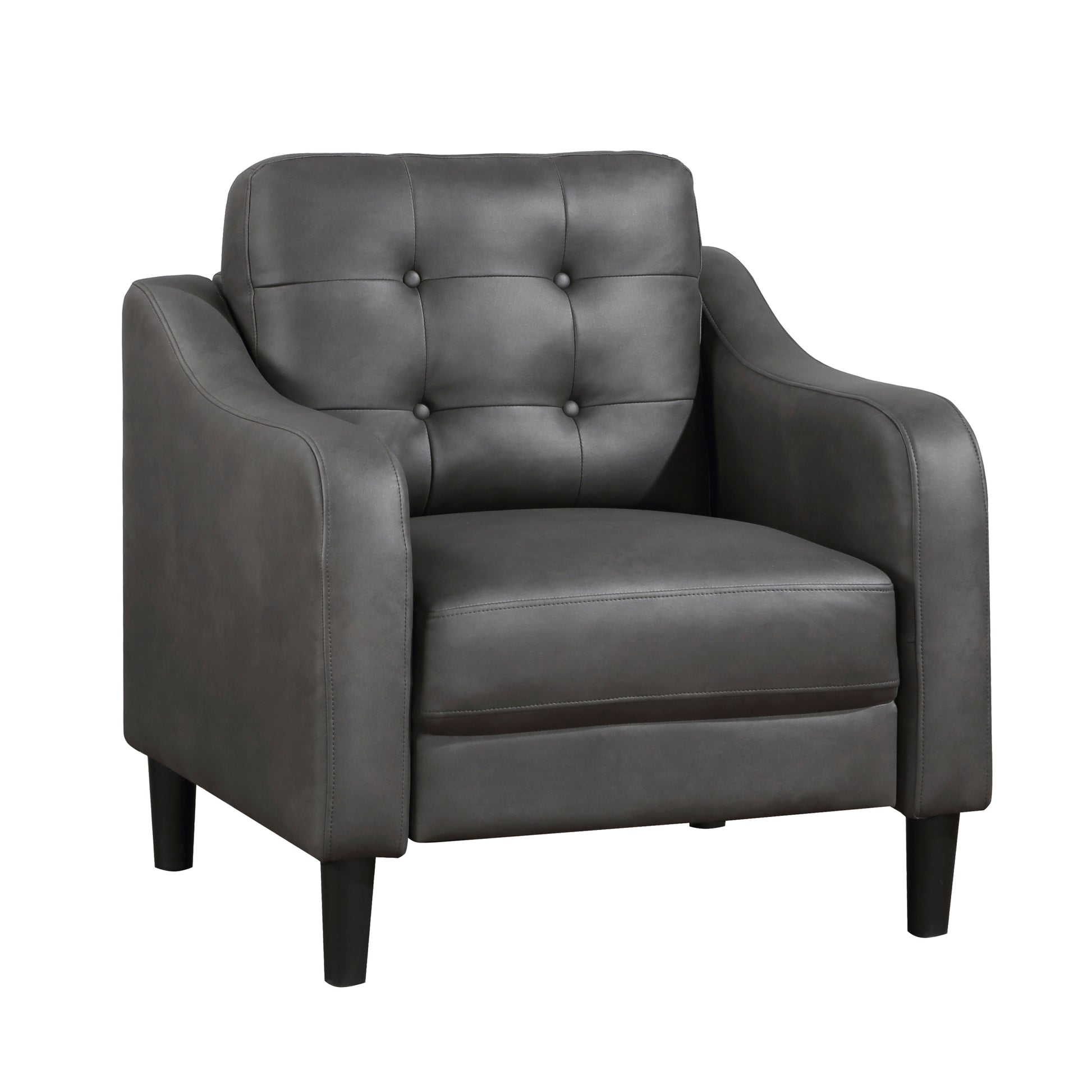 Gray Polished Microfiber Upholstered 1Pc Chair Button Tufted Contoured Arms Solid Wood Frame Casual Living Room Furniture Gray Primary Living Space Traditional,Transitional Solid Wood