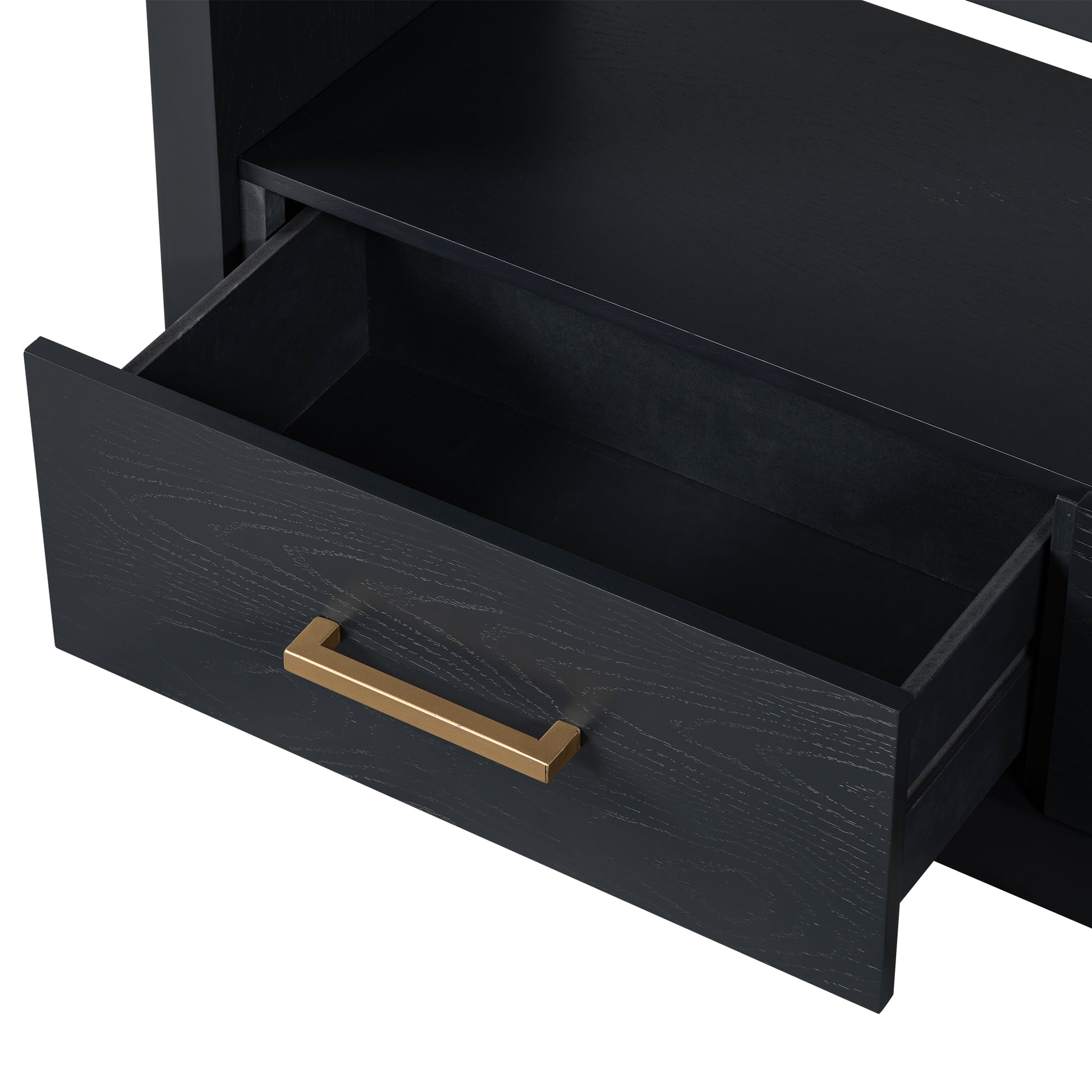 Mirod Stylish Tv Stand With Large Storage,Classic Design With Three Drawers And Spacious Surface,Minimalist Metal Handles,Versatile As Tv Console Or Side Cabinet Black 70 79 Inches Mdf