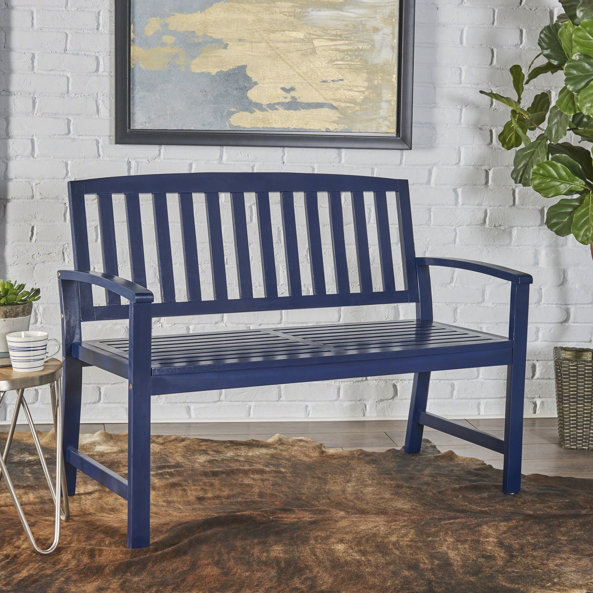 Loja Bench Blue Acacia Wood