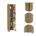 Los Angeles Linen Cabinet, Five Shelves, One Cabinet, Divisions Beige 1 5 18 To 23 In 60 In & Above Bathroom Freestanding Contemporary 5 10 Inches Melamine Melamine