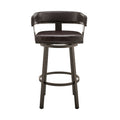 Swivel Counter Barstool With Curved Open Back And Metal Legs, Dark Brown Brown Metal