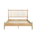 Mid Century Modern Design Full Platform Bed 1Pc Natural Finish Wooden Bedroom Furniture Vertical Slats Headboard, Bed In A Box Box Spring Not Required Full Natural Wood Bedroom Mid Century Modern Slat Beds Wood