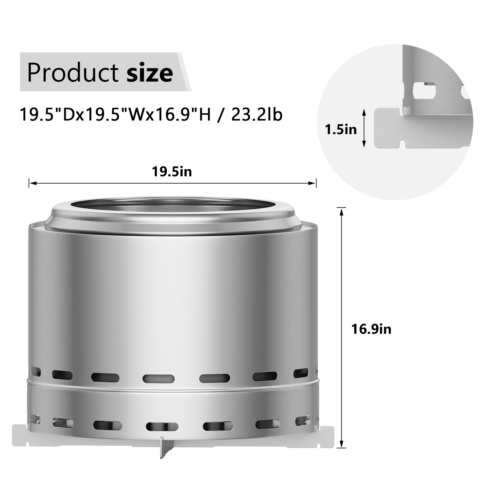 19.5" Smokeless Fire Pit, Portable Outdoor Firepit, Wood Burning Fireplaces, Low Smoke Bonfire For Camping, Patio And Outside Silver Garden & Outdoor Modern Stainless Steel