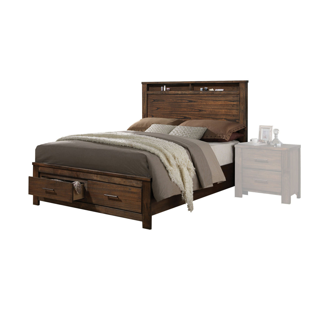 Oak Queen Bed With Storage Box Spring Not Required Queen Oak Wood Bedroom Rubberwood Panel Wood