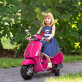 Qaba Vespa Licensed Electric Motorcycle For Kids, 6V Toddler Motorcycle, Battery Operated Motorbike For Kids With Music, Fm Radio, Headlight, Single Button Start For 3 6 Years, Pink Pink Plastic