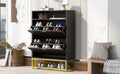 Shoe Cabinet With 2 Flip Drawers, And 2 Shelves, Modern Free Standing Shoe Rack For Heels, Boots, Slippers,Shoe Storage Cabinet For Entryway, Hallway, Living Room, Black Black Mdf