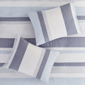 3 Piece Jacquard Duvet Cover Set Queen Blue Polyester