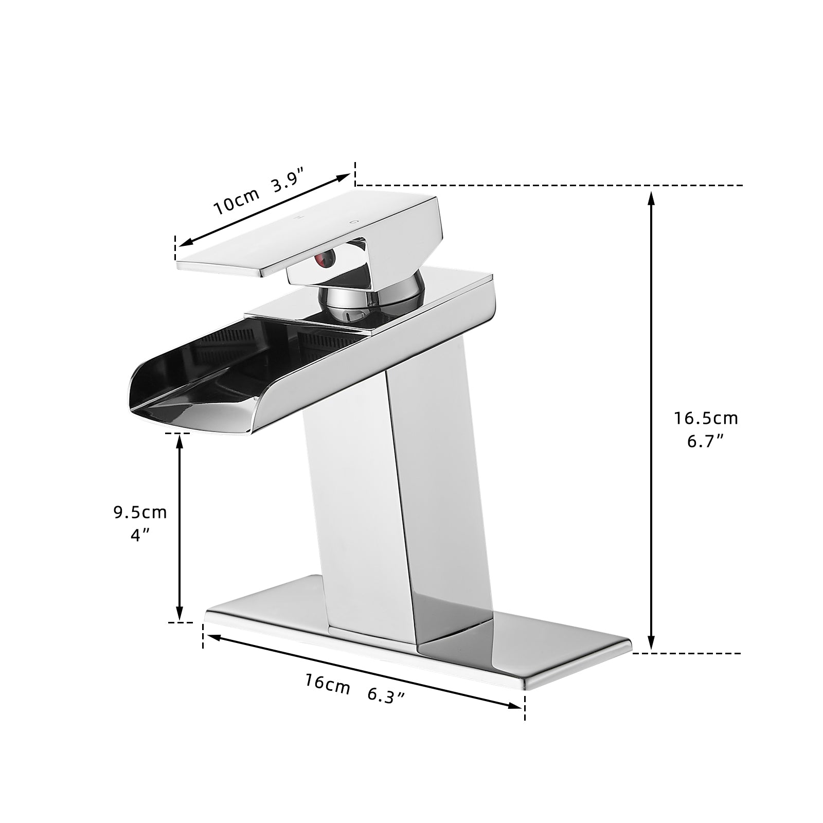 Sink Faucet With Deck Plate Waterfall Chrome Bathroom Faucets For Sink 1 Hole Or 3 Holes One Handle Faucets Bathroom Joystick Geometric One Chrome Side Sprayer Deck Mounted Cartridge Valve Single Hole Faucets Chrome Contemporary 1 Hole Faucets Ceramic
