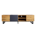 Modern Tv With 3 Cabinets& Open Shelves, Color Matching Media Console Table For Tvs Up To 80'', Entertainment Center With Drop Down Door For Living Room, Bedroom, Home Theatre Wood Brown Primary