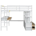 Full Size Loft Bed With Built In Desk With Two Drawers, And Storage Shelves And Drawers,White Old Sku:Gx000320Aak 1 Box Spring Not Required Full White Wood Bedroom Pine