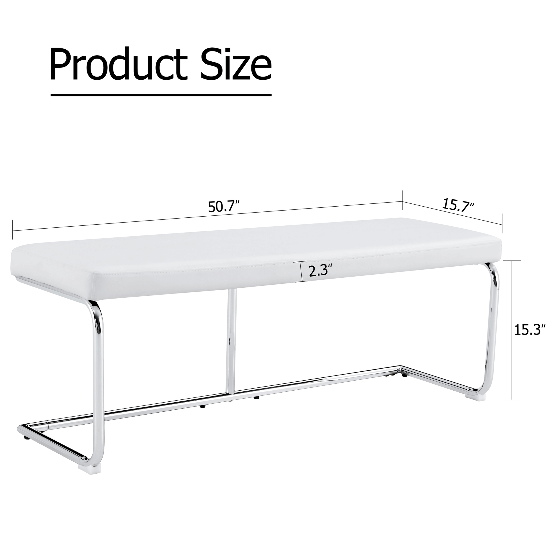 White Shoe Changing Stool, Silver Metal Legs, Sofa Stool Dining Chair, Suitable For Bedroom ,Fitting Room, Storage Room, Dining Room, Living Room. 005 White Pu