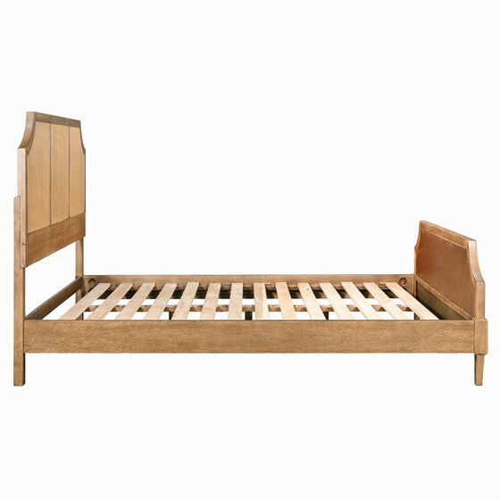 Woven Cane Queen Platform Bed Natural Wood