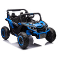 24V Two Seater Kids Ride On Utv W Parents Remote Control,Four Wheel Suspension,Slow Start,Large Wheel Design,Anti Collision Bar,Storage Space,Music,Usb,Bluetooth,Volume Control,Led Lights For Kids 3 . Blue 100 149 Lbs Polypropylene