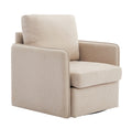 Swivel Accent Chair, Comfy Single Sofa Chair With Storage, Modern Arm Chair For Living Room, Fabric Swivel Armchair With Metal Base Beige Beige Brown Linen