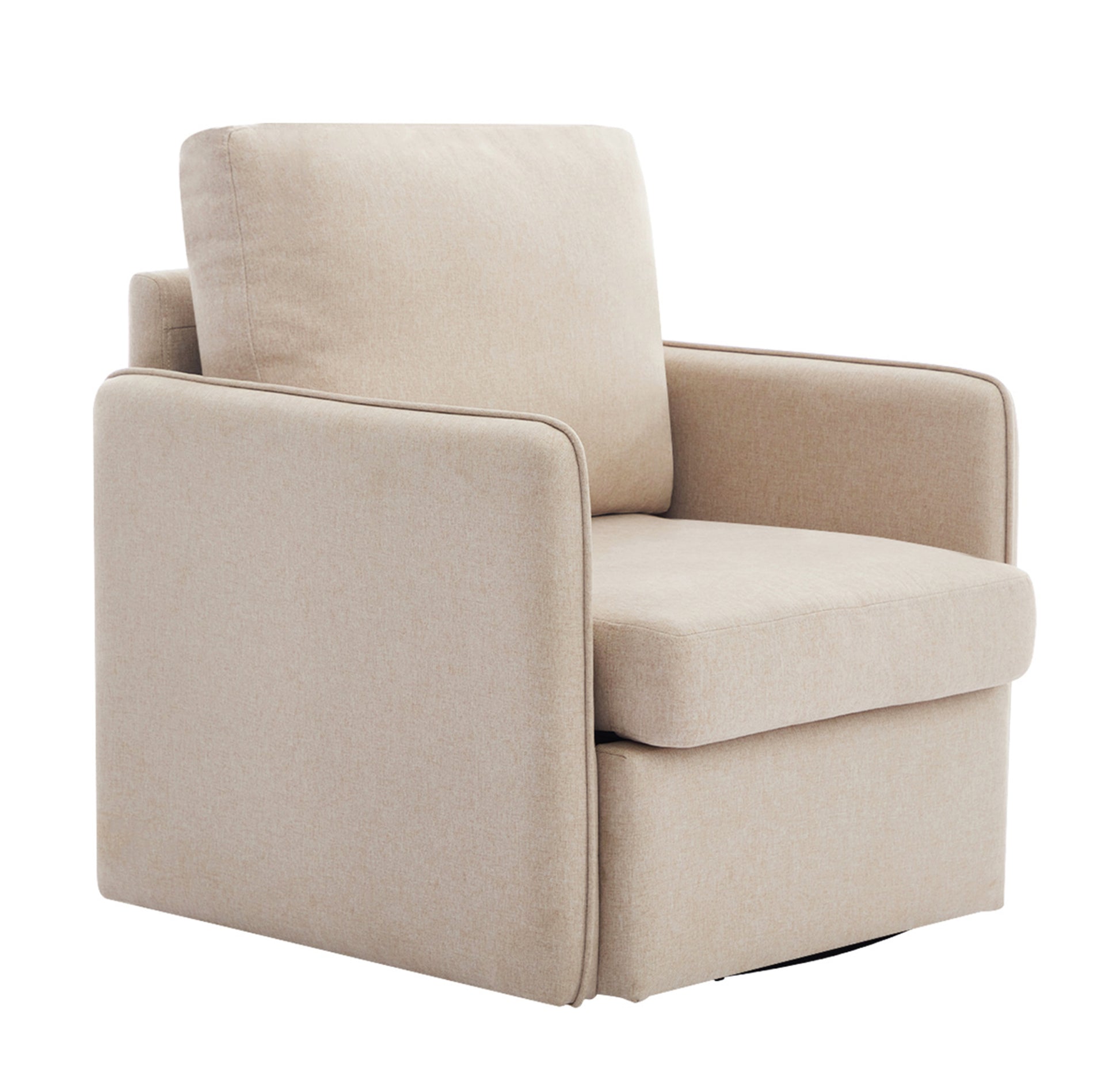 Swivel Accent Chair, Comfy Single Sofa Chair With Storage, Modern Arm Chair For Living Room, Fabric Swivel Armchair With Metal Base Beige Beige Brown Linen