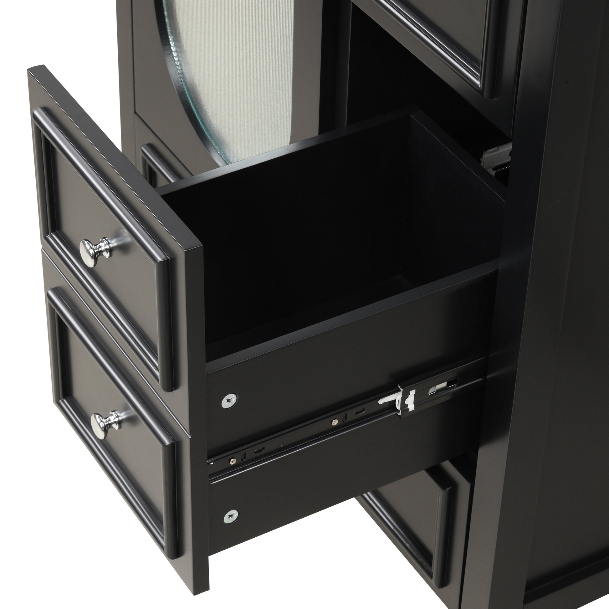 30" Bathroom Vanity With Sink, Bathroom Vanity Cabinet With Three Drawers And Door, Solid Wood And Mdf, Black Black Solid Wood Mdf