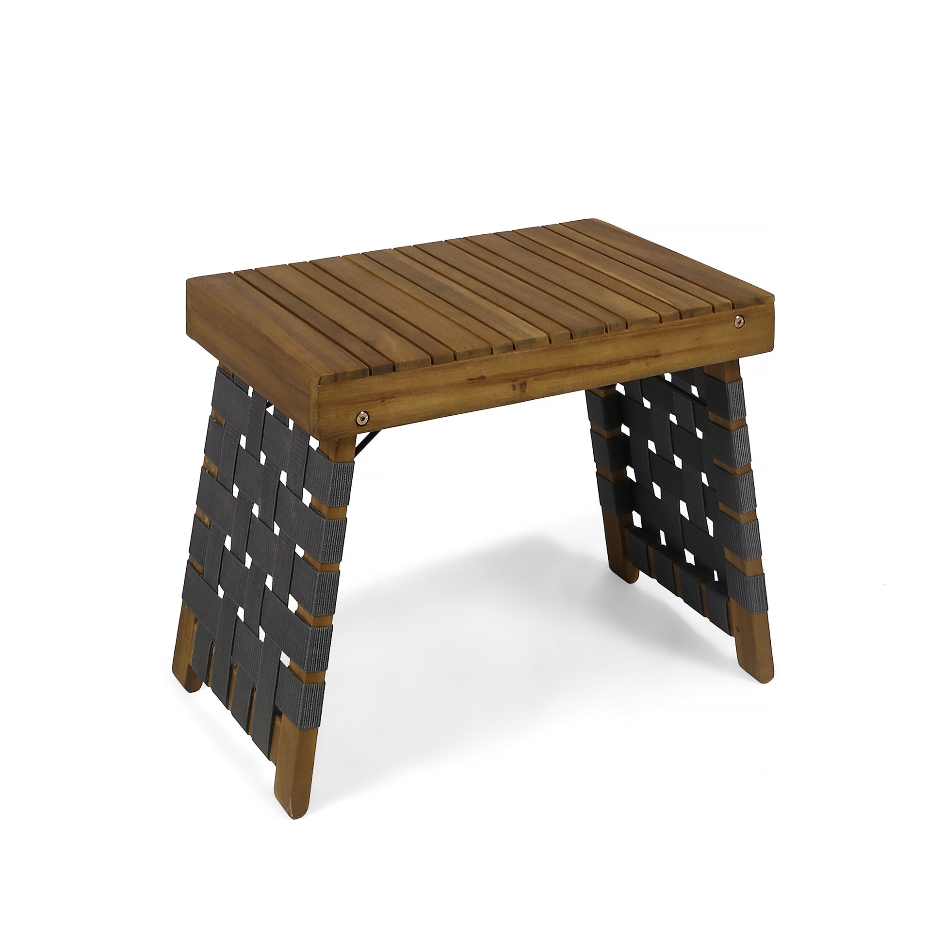 Huntsville Foldable Side Table Black Brown Acacia Wood