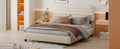 Queen Size Velvet Upholstered Platform Bed,Solid Frame And Stylish Curve Shaped Design, Beige Queen Beige Velvet