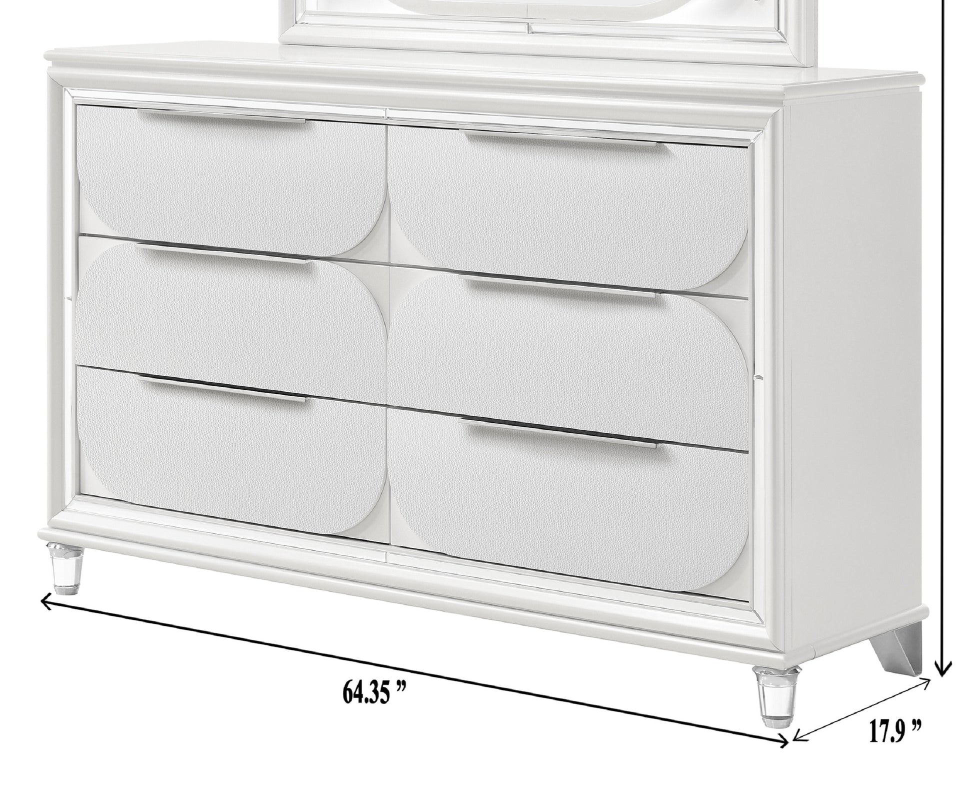 1Pc Modern Contemporary Dresser W Six Storage Drawers Jewelry Tray White Cream Finish Bedroom Wooden Furniture White Bedroom Contemporary,Modern Wood