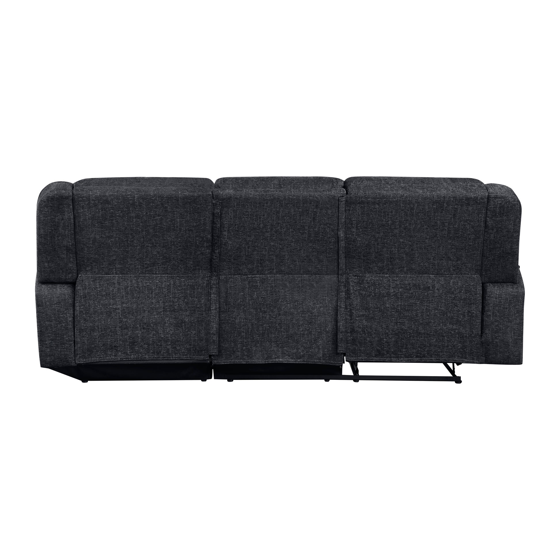 2 Piece Reclining Sectional With Right Chaise Chenille Fabric Upholstery Drop Down Cup Holders Modern Living Room Furniture Ebony Chenille Primary Living Space Plywood,Solid Wood 3 Seat