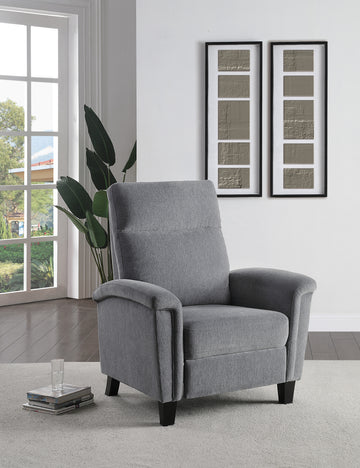 1Pc Push Back Reclining Chair Plush Pillowtop Arms Gray Chenille Fabric Upholstery Solid Wood Modern Living Room Furniture Gray Chenille Wood Primary Living Space Modern Pillow Top Arms Solid Wood