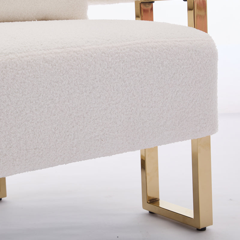 Ts Teddy Velvet Upholstered Metal Foot Sofa White Gold Teddy 1 Seat