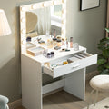 Vanity Desk With Mirror And Lights, Dressing Table With Large Drawer, 1 Level Storage Dresser & 3 Lighting Modes Adjustable Brightness, Suitable For Bedroom White White Particle Board