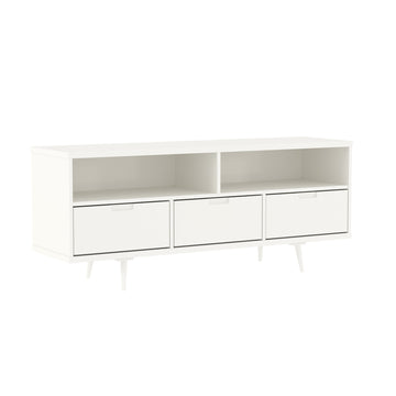 Mid Century Modern 3 Drawer Solid Wood Tv Stand For Tvs Up To 65" White White Pine