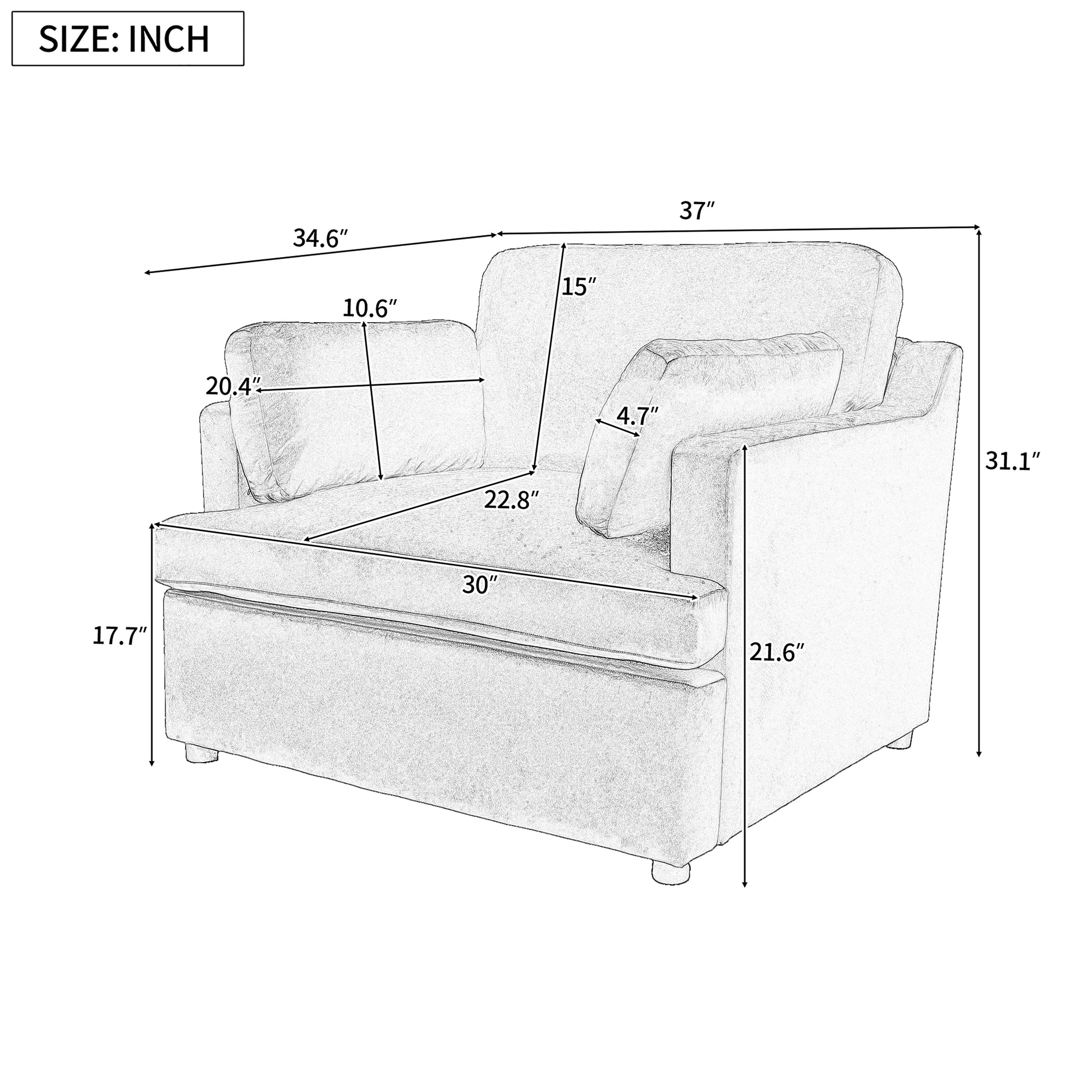 Mirod Oversized Accent Chair Comfortable Armrest Cushions, Versatile Neutral Style, Elegant Design, Durable Frame Beige Polyester