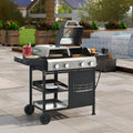 2 2 Multi Function Burner Gas Grill And Griddle Combo With Cover For Outdoor Cooking While Camping Or Tailgating Bbq,Frying,Pizza. Black And Silver Stainless Steel