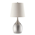 Modish Metal Table Lamp, Silver Set Of 2 Silver Metal