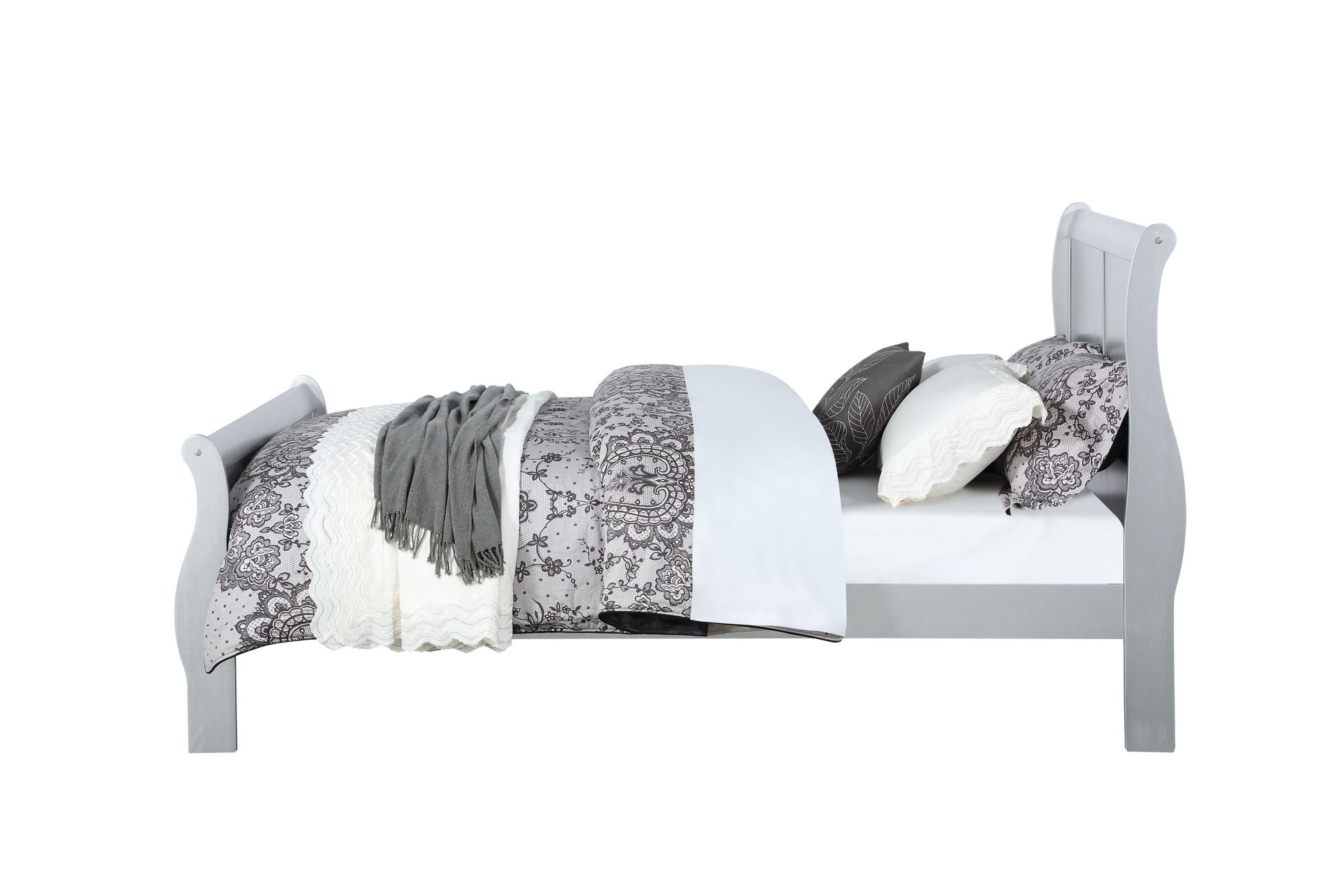 Platinum Queen Bed Box Spring Required Queen Gray Wood Casual Sleigh Wood