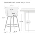 Counter Height Bar Stools Set Of 2, 360 Swivel Upholstered Barstools With Backs And Metal Legs, 26