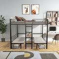 Twin Size Loft Bed With Table Sets Transformable To Twin Over Twin Bunk Twin Black Steel