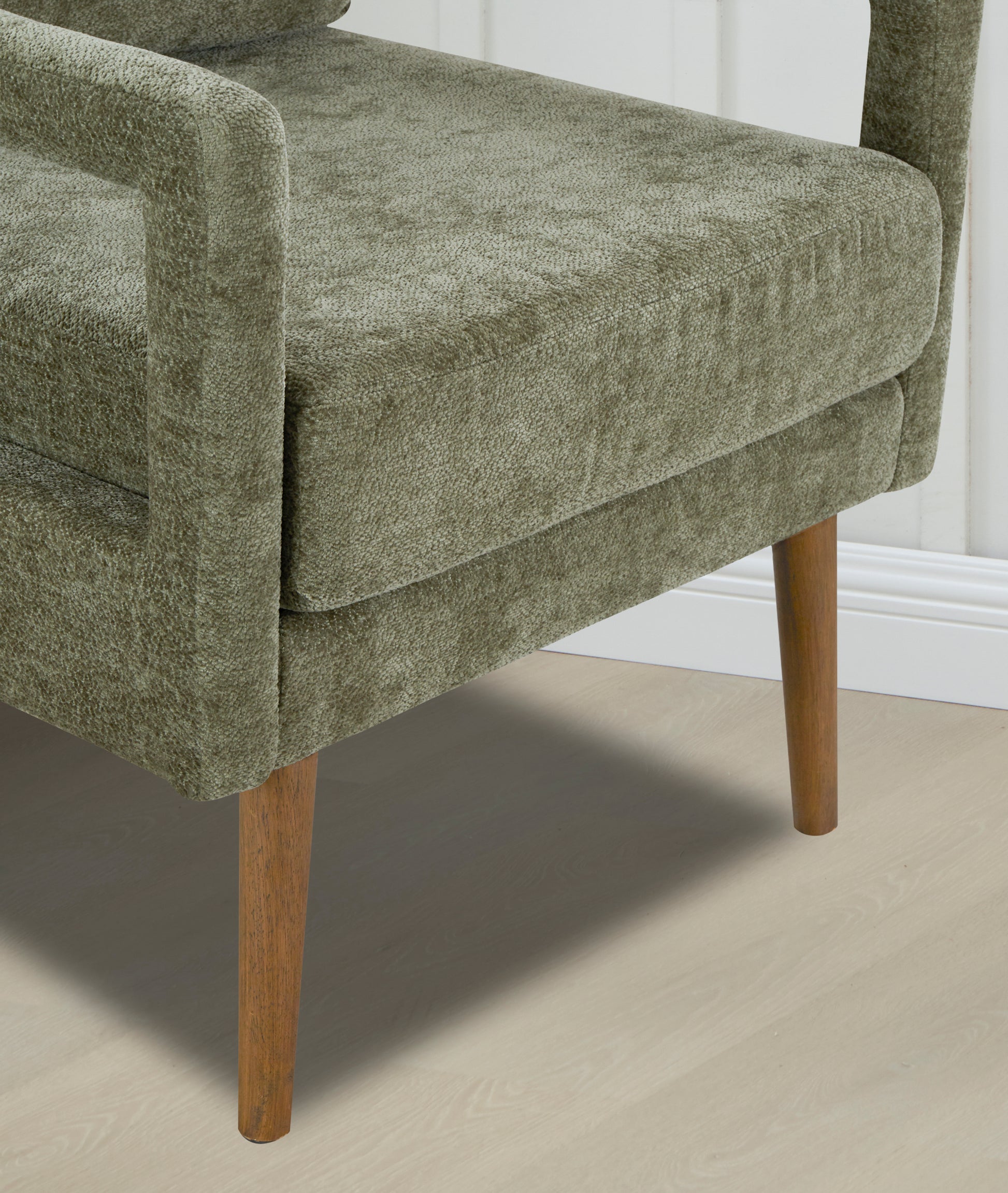 Mid Century Armchairaccent Chair With Chenille Armrest & Soft Cushion For Living Room, Bedroom, Home Office, Study, Forest Green Green Foam Wood Fabric