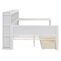 Wooden Full Size Daybed With Storage Shelves, Multi Functional Bed With Two Storage Drawers And Study Desk, Antique White Old Sku: Hl000089Aak Full Antique White Wood