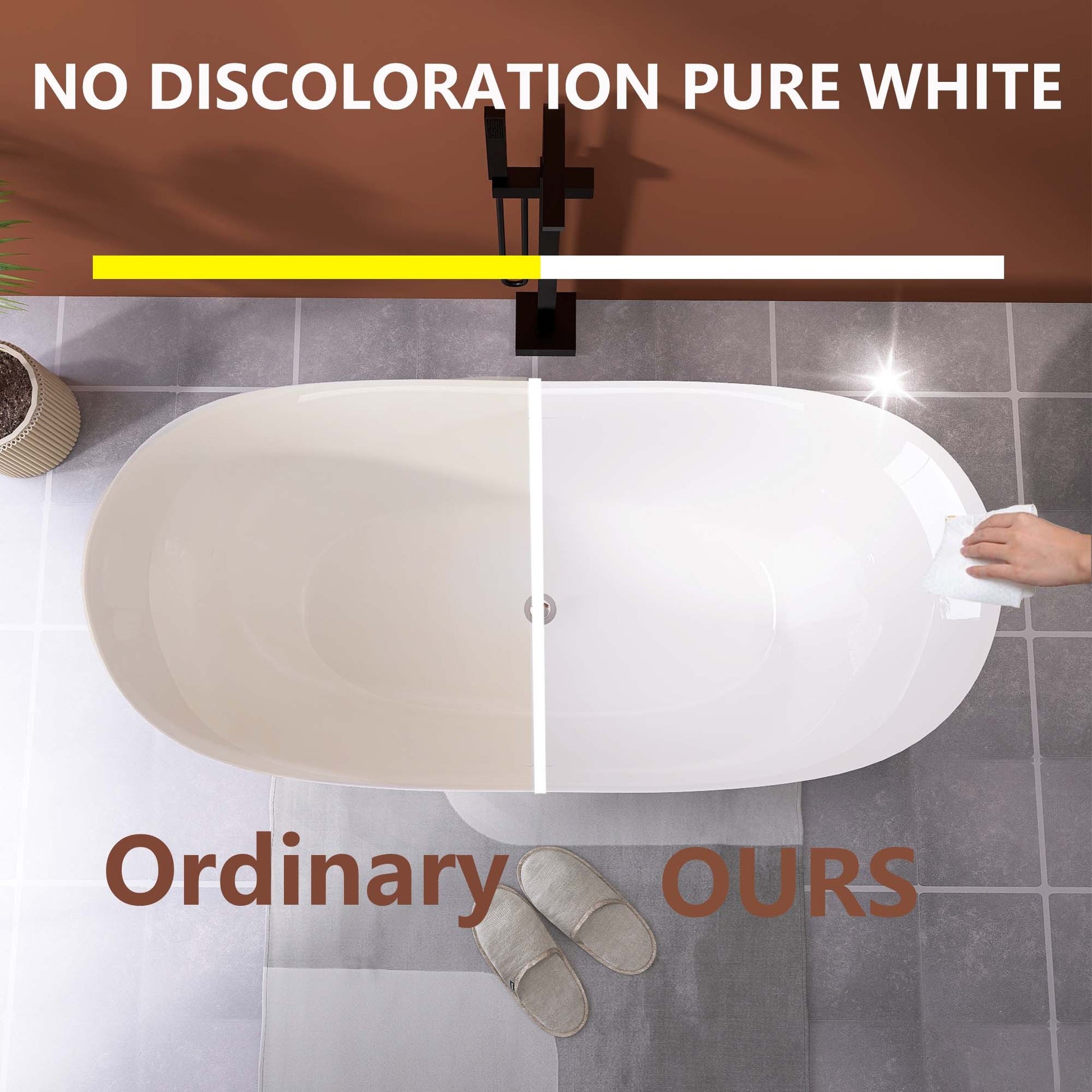 66" Acrylic Free Standing Tub Classic Oval Shape Soaking Tub, Adjustable Freestanding Bathtub With Integrated Slotted Overflow And Chrome Pop Up Drain Anti Clogging Gloss White Gloss White Oval Bathroom Freestanding Tubs Polished 61 69 In Modern Soaking