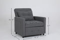 Sleeper Chair 3 In 1 Convertible Chair Bed Pull Out Sleeper Chair Beds Adjustable Single Armchair Sofa Bed With Usb Ports, Side Pocket, Linen Grey Grey Linen Manual Handle Metal Primary Living Space Medium Soft Handle Pine Square Arms Foam Linen