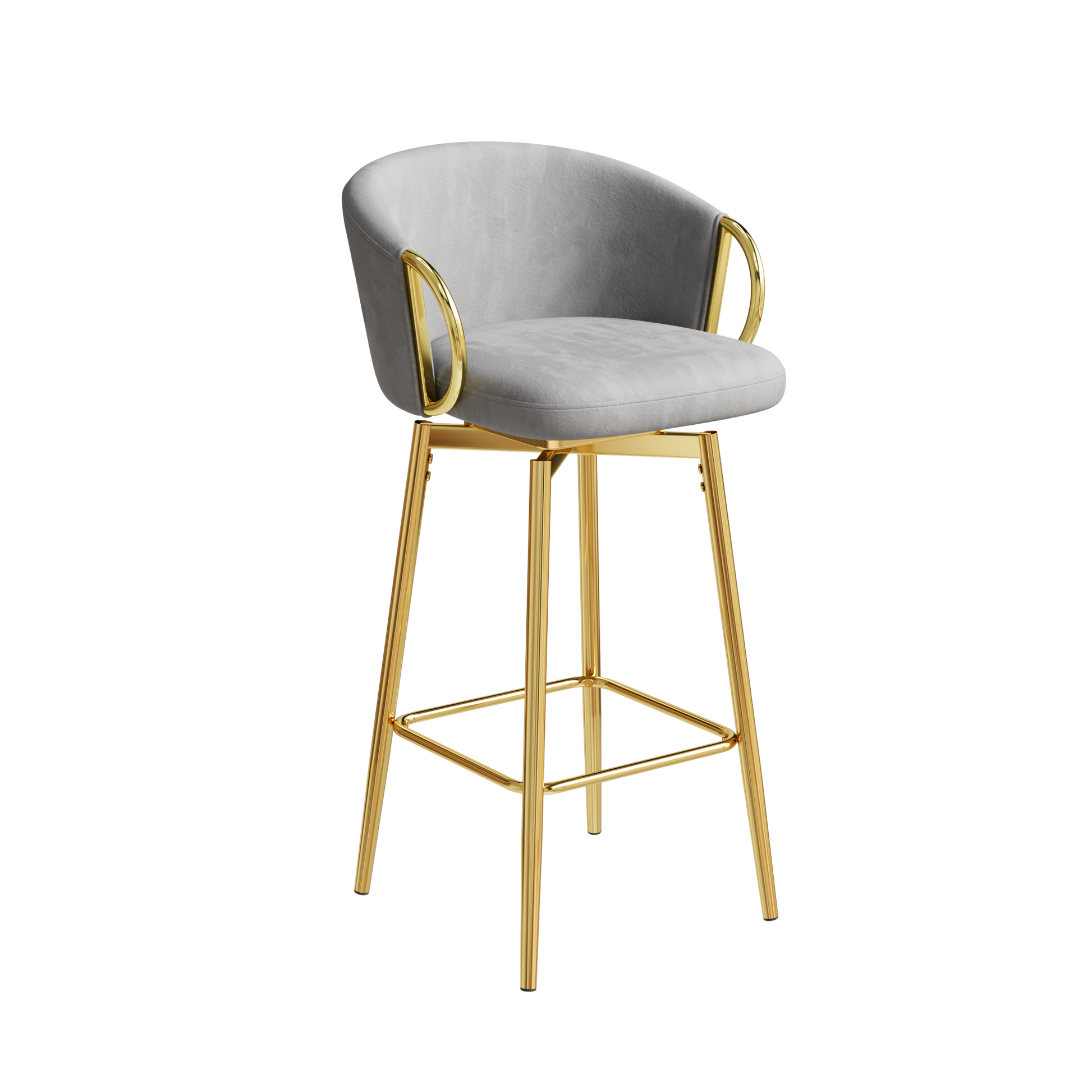 30 Inch Dining Chairs Set Of 2 Modern Style 360 Swivel Bar Chairs With Simple Design, Comfortable High Stools, And Flexible Dining Chairs Suitable For Bars, Restaurants,Velvet Bar Chair Beige Grey