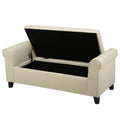 Hayes Armed Storage Bench Beige Fabric