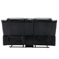 2 Seater Home Theater Recliner Manual Recliner Chair With A Led Light Strip Two Cup Holders And A Storage Box For Living Room,Bedroom, Black Black Foam Pu