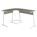 Grey And White L Shape Computer Desk Grey White Writting Desk Office Modern Rectangular Wood Metal Sled