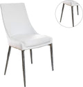 Contemporary Style Set Of 2Pcs Dining Chairs Whitesilver Finish Metal Legs Side Chair Dining Room Furniture White Dining Room Contemporary,Modern Dining Chairs Solid Back Set Of 2 Faux Leather,Metal