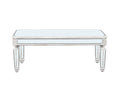 Silver Mirrored Coffee Table, Vintage Carved Elements, Rectangle Glass Tea Table With Mirrored Finish, Modern Center Table For Living Room And Office 24