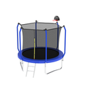 8Ft Trampoline With Basketball Hoop, Astm Approved Reinforced Type Outdoor Trampoline With Enclosure Net Blue Steel