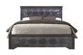 Shaker Crocodile Metallic Grey Full Bed With Led Metallic Grey Solid Wood Mdf