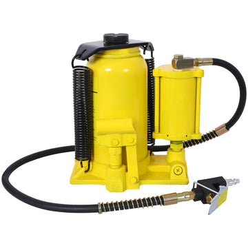 Air Hydraulic Bottle Jack, 20 Ton 44029 Lbs All Welded Bottle Jack, 10.2 19.7 Inch Lifting Range, Manual Handle And Air Pump, For Car, Pickup, Truck, Rv, Auto Repair, Industrial Engineering ,Yellow Yellow Steel