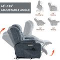 Up To 350 Lbs Chenille Power Lift Recliner Chair, Heavy Duty Motion Mechanism With 8 Point Vibration Massage And Lumbar Heating, Usb And Type C Ports, Stainless Steel Cup Holders, Blue White Metal Primary Living Space Heavy Duty Pine Blue Chenille Power