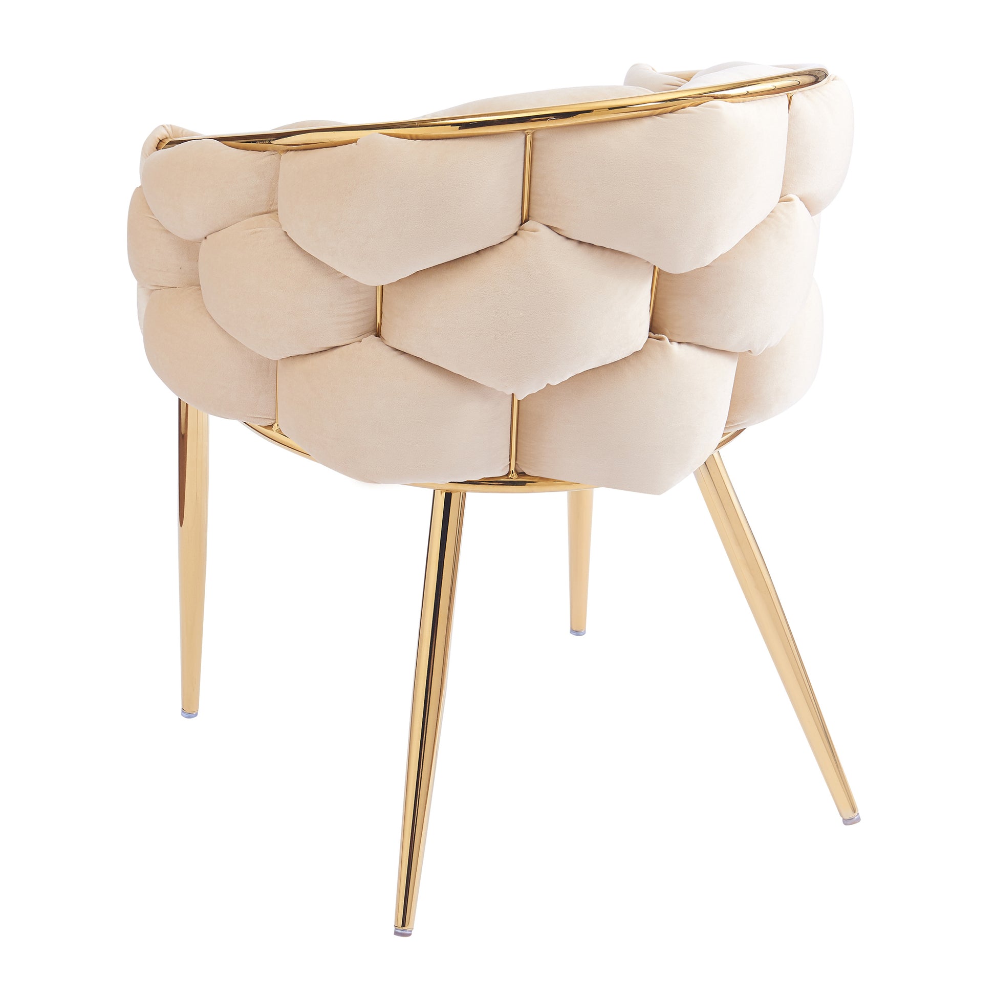 Set Of 2 Luxury Handmade Accent Chair With Gold Legs, Modern Velvet Armchair For Living Room And Bedroom Beige Foam Velvet