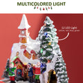 Homcom Animated Christmas Village Scene, Pre Lit Musical Holiday Decoration With Led Lights, Rotating Train, 2 Musicians And 1 Commander Multicolor Resin